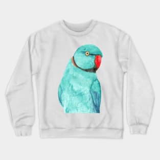 Blue Rose-ringed parakeet or ring-necked parrots watercolor - bird painting Crewneck Sweatshirt